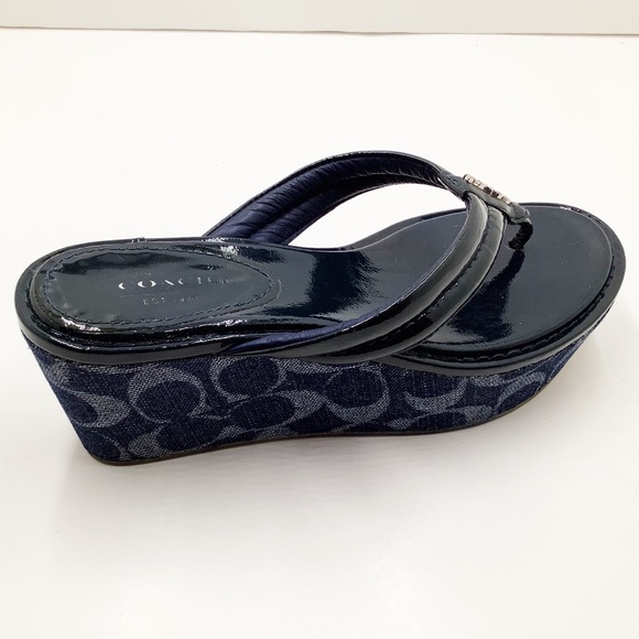 {COACH}Nella Navy Patent Wedge - Picture 7 of 15